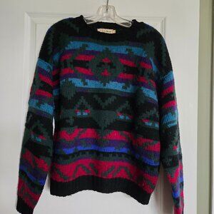 Men's or women's L.L. Bean wool sweater multi-colored, size large